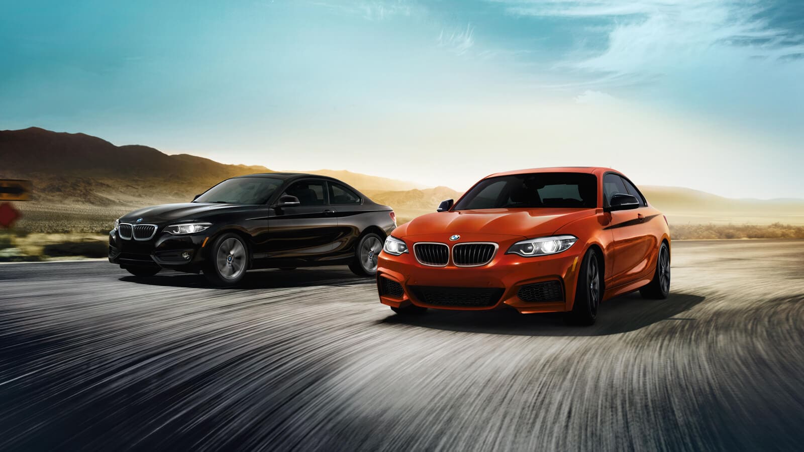 2020 BMW 2 Series 230i Front View Exterior Black and Orange Lineup Picture 2020 BMW 2 Series 230i Front View Exterior Black and Orange Lineup Picture